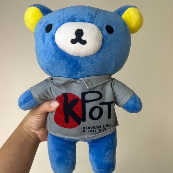 Blue Rilakkuma like Plush Blue Bear doll 11'' KPOT BQQ - Picture 1 of 2